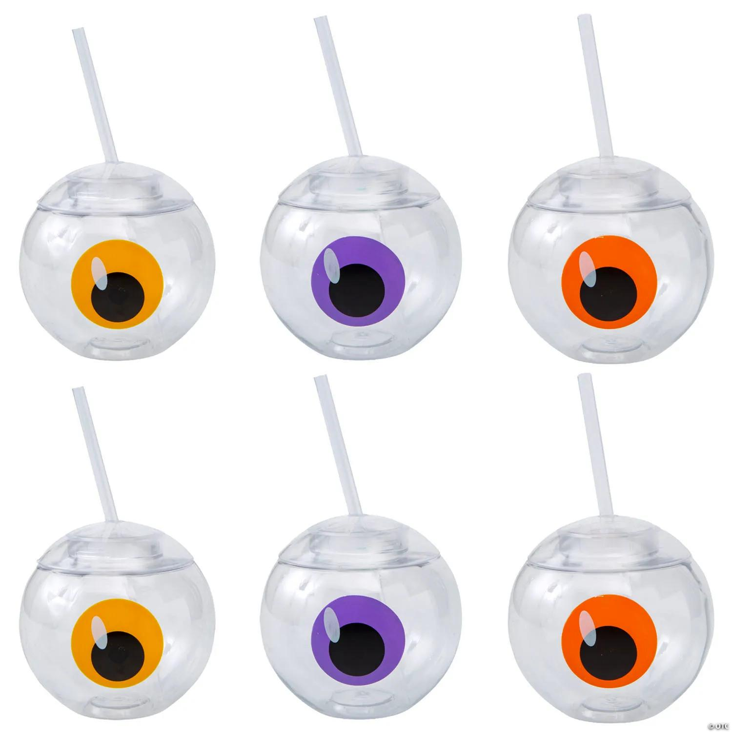 Frightfully Fun Halloween Eyeball Cups with Lids & Straws